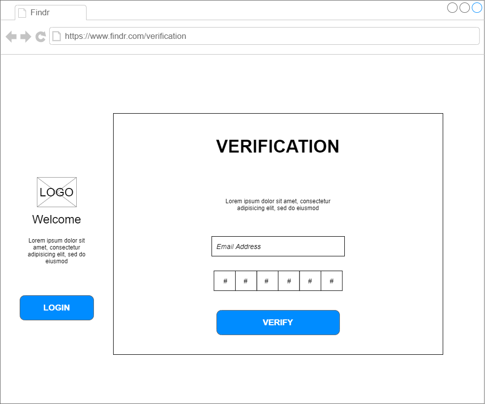 Low Fidelity Verification Page
