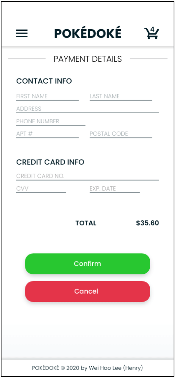 High Fidelity Mobile Payment Page Image